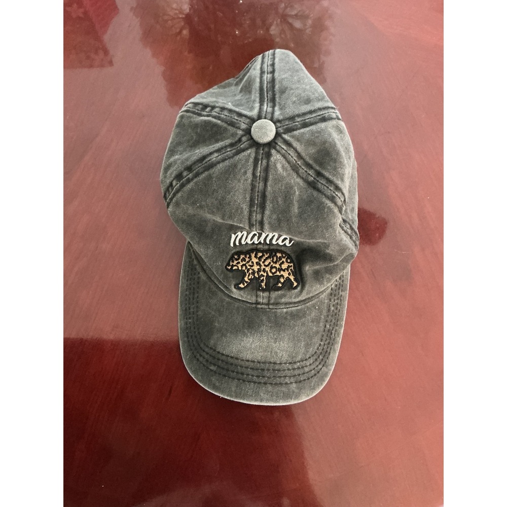 David and Young Mama Bear Leopard Print Patch Baseball Cap Gray Mom Hat Gift